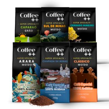 Imagem de Kit 6 Pacotes Café Especial Torrado e Moído Coffee++ Variedades: Sul de Minas, Cerrado, Caparaó, Arara, Chapada de Minas e Clássico - 100% Arábica (6x250g)