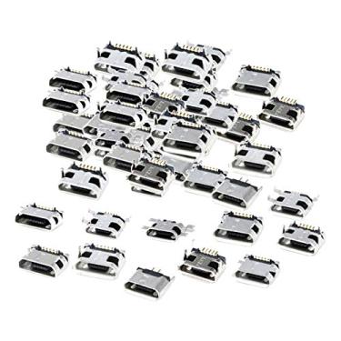 Imagem de harayaa Porta conector de soquete fêmea micro USB de 5 pinos - 2 modelos cada 5 peças