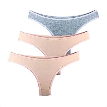 Imagem de Kit 3 Calcinhas Fio Dental Algodão Cotton Básica Lisa