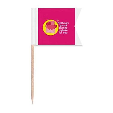 Imagem de Letras emocionais clássicas inglesas de amor bandeiras de palito de dente marcando para festa bolo comida prato de queijo