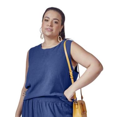 Imagem de Regata Feminina Plus Size Secret Glam Azul