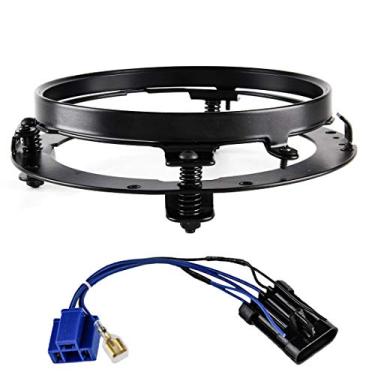 Imagem de SKTYANTS Suporte de montagem de anel de farol redondo de 17 polegadas com adaptador de chicote de fios de farol de LED de 18 cm compatível com motocicleta Softail Touring FLD Suporte de farol de LED