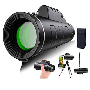 Imagem de Telescópio monocular, campo de observação de pássaros 40X60 Telescópio antifog de alta potência monocular à prova de poeira / à prova d'água com suporte para smartphone e tripé para esportes esportivos de observação de beisebol turística