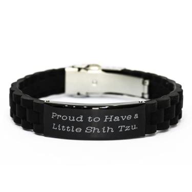 Imagem de SpreadPassion Presente Epic Shih Tzu para cães, orgulhoso de ter um pouco de Shih Tzu, ideia única pulseira preta com fecho deslizante para amantes de animais de estimação de amigos