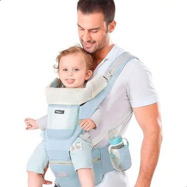 Imagem de Bolsa Canguru Ergonômico Bebê Mãe Premium 12 Posições 3 Em 1 cor Azul