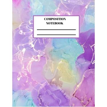 Imagem de Caderno de composição mármore roxo e azul 21,5 x 28,5 cm de largura pautado com campo 100 páginas