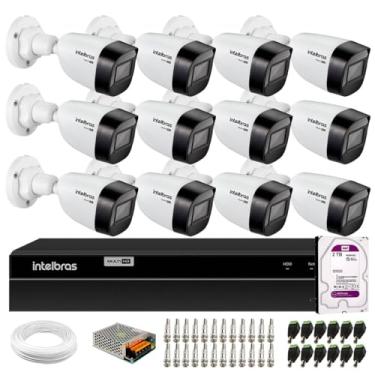 Imagem de Kit 12 Câmeras Intelbras VHD 1130 B HD 720p Bullet Lente 2.8mm Visão Noturna 30m IP67 + DVR Intelbras MHDX 1216 Full HD 16 Canais Multi HD + HD 2TB