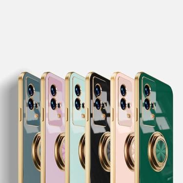 Imagem de Car Magnetic Adsorption 6D Plating Silicone TPU Case With Ring For vivo iQOO 9 8 7 Pro Back Stand Bumper Shell Cover Potector (iQOO 9 6.78",Gray)