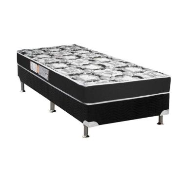 Imagem de  Cama Box Solteiro: Colchão Espuma Luckspuma D28 Celebrity + Base CRC Suede Black(88x188)