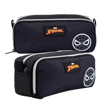 Imagem de Estojo Escolar Homem Aranha Miles Morales Bolso Duplo Grande
