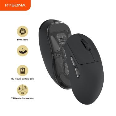 Imagem de Kysona-Aztec PAW3395 Mouse para jogos sem fio  ultra leve  6 botões  90 milhões de computadores