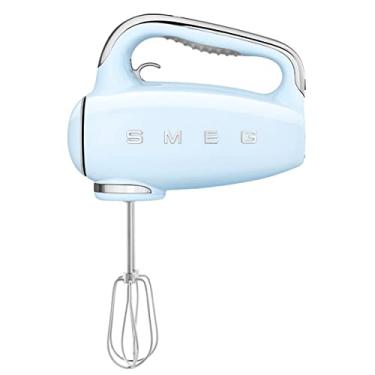 Imagem de SMEG batedeira elétrica estilo retrô anos 50 com conjunto de batedores, conjunto de ganchos de massa e conjunto de whisks, azul pastel