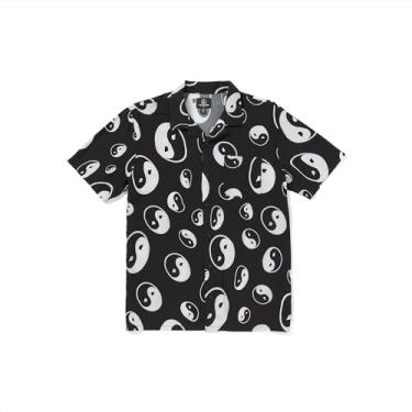 Imagem de Volcom Camisa masculina Purestone manga curta com botões, Preto, M