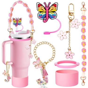 Imagem de Stanley Conjunto de acessórios de copo 6 peças para 850 g e 1,134 g, inclui tampa de capa de canudo de iniciais de silicone, bota, alça de alça de garrafa de água, anel de copo de borracha, pingente