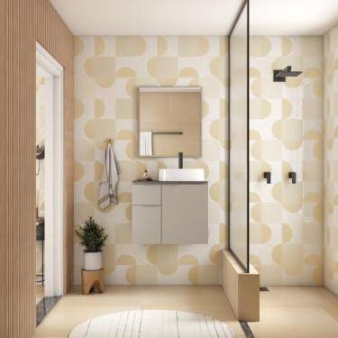 Imagem de Gabinete para Banheiro em Aço com Tampo de Vidro Cinza