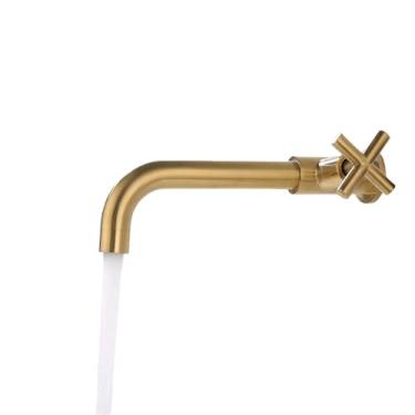 Imagem de Torneira de parede para banheiro, torneira longa para piscina, torneira de latão frio simples, torneira para pia de varanda, torneira para pia de banheiro, torneiras de água pretas, douradas