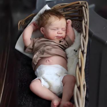 Imagem de SHENGX Boneca Reborn Realista 19" - Boneca de Bebê Dormindo, Vem Com Roupas, Mamadeiras e Chupetas, Menino de Silicone