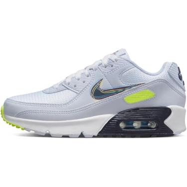 Imagem de Nike Big Kids Air Max 90 Running Shoe, White/Blackened Blue/Volt, 7 Big Kid