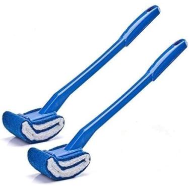 Imagem de Escova de banheiro escova de vaso sanitário escova de banheiro com aro escova de vaso sanitário sem arranhões, boa aderência curvada Fácil de usar limpeza profunda Sem arranhões, anti-respingos Fácil de armazenar, 2pc blue, 36.5*5.3