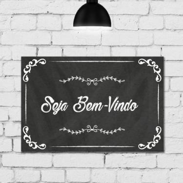 Imagem de Placa Decorativa MDF Frase Giz Bem Vindo 30x40 - Quartinhos