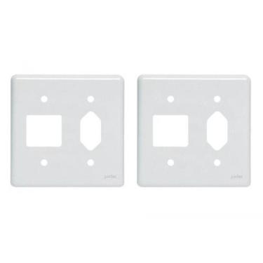 Imagem de Kit C/2 - Placa Perlex Branca 4X4 (2 Saida+Tomada) 23Pl2/1T, Branco