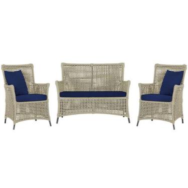 Imagem de Jogo Sofá e 2 Poltronas de Área Igapó Alumínio Pintura Preta Corda Náu