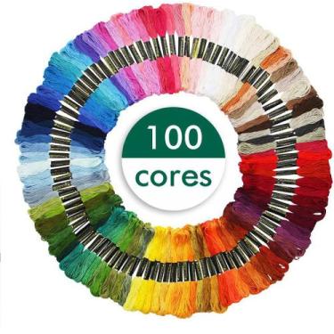 Imagem de Kit 100 Meadas Para Bordado Diversas Cores Sortidas 8m/6 Fio - Levolpe