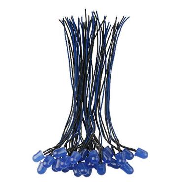 Imagem de EDGELEC 120 peças 12 volts de luzes de LED com diodos de emissão pré-fios DC 12 V 5 mm LED kit sortido de lentes coloridas difusas - branco quente - branco vermelho amarelo verde amarelo verde azul laranja pequeno lâmpadas LED, 10mm Solid Light, [06] Blue / 50 Pcs