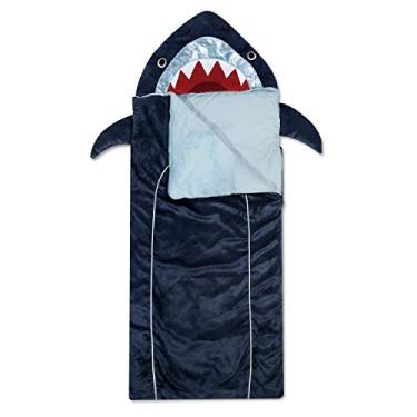Imagem de Heritage Kids Shark Plush Hooded Sleeping Bag, 64" L x 25" W, Blue