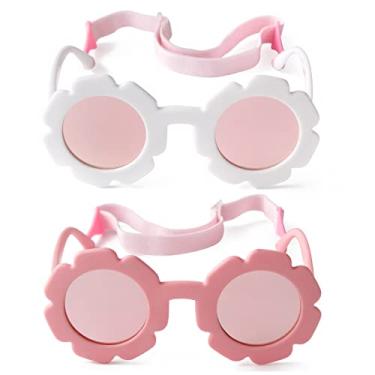 Imagem de JUDOO Óculos de sol infantis com alça polarizada flexível para bebês meninos meninas de 0 a 24 meses, Espelho branco/rosa + espelho rosa/rosa