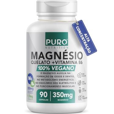 Imagem de Magnésio Puro Nutrition, Quelato, Bisglicinato + Vitamina B6, 350mg Magnésio por Porção, 90 Cápsulas, Suplemento Vegano