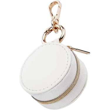 Imagem de BWTRQ Porta-anel de joias – Estojo portátil para guardar anéis esportivos de viagem – Mini caixa organizadora de armazenamento com porta-chaves (branco)