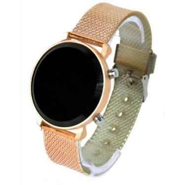 Imagem de Relógio Digital Led Luxo Feminino Unissex Redondo Pulseira Silicone Do