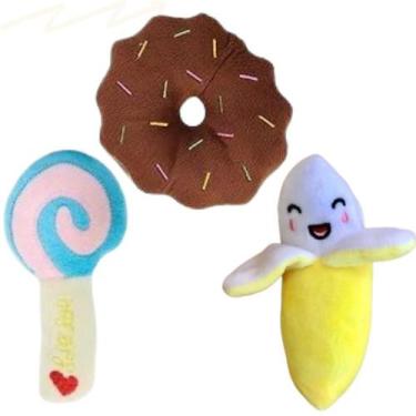 Imagem de Brinquedo Pet Mordedor Cachorro Kit 3 Pelucias Macio com Som - 123UTIL