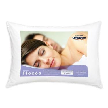 Imagem de Travesseiro Flocos Polipropileno Poliuretano e Espuma Ortobom, Branco