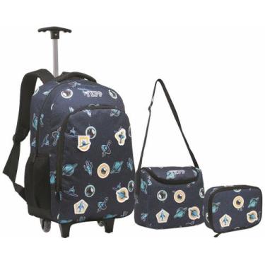 Imagem de Kit Mochila Menino Infantil Escolar Tema Foguete Astronauta - YEPP, AZ