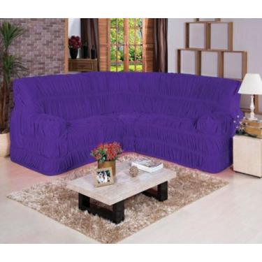 Imagem de Capa para sofa de canto elasticada em malha - MAYRA ENXOVAIS, Roxo