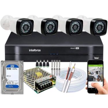 Imagem de Kit Cftv 4 Cameras Segurança Hd Dvr Intelbras MHDX C/ HD 500GB