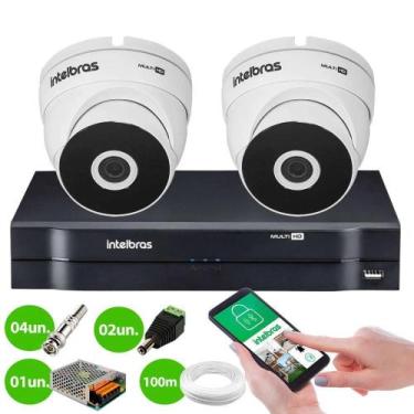 Imagem de Kit Cftv 2 Câmeras de Segurança Intelbras Dome 1.0mp E Dvr Mhdx S/Hd