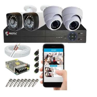 Imagem de Kit Cftv 4 Câmeras Segurança Hd 720p 1 Mp Dvr 4 Canais s/Hd - Protec
