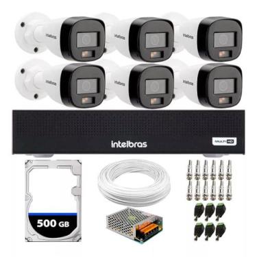 Imagem de Kit 6 Câmeras 1220b Full Color dvr 8 Canais Com Hd 500gb - intelbras