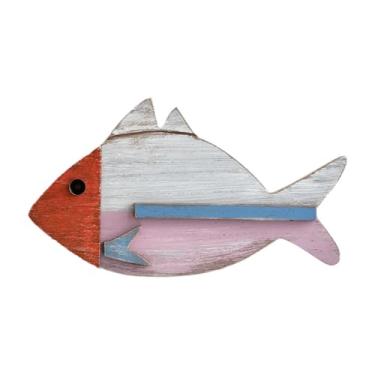 Imagem de Wswqop Arte de parede de peixe Escultura de parede Vintage Fácil instalação Decoração de parede de peixe de madeira para jardim Barco Decoração de festa de, 37 Cm X 21 Cm