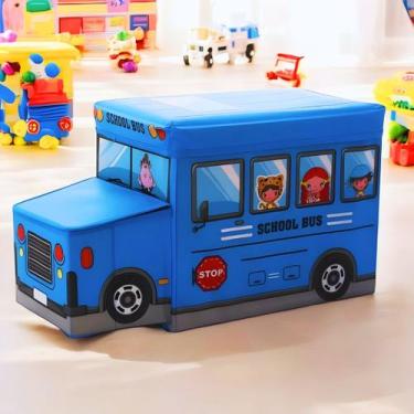 Imagem de Caixa Infantil Organizadora Multiuso 2 em 1 Banco Puff e Armazenamento