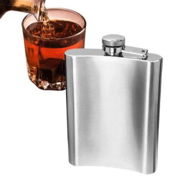 Imagem de Cantil Porta Bebidas De Bolso Cachaça Em Inox 235ml  CA80Z - Jiaxi