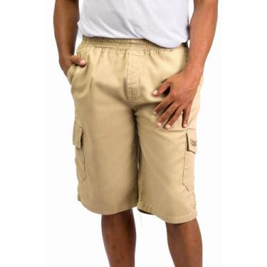 Imagem de Bermuda Cargo De Sarja  Masculina Estilo Urbano Abaixo  Do Joelho de  