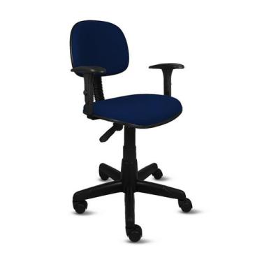 Imagem de Secretária em base giratória com braço regulável - tecido crepe azul e