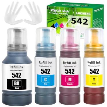 Imagem de Tinta 542 compatível com frascos de refil de tinta Epson 542 para Ecotank ET-5101 ET-5170 ET-5180 ET-5850 ET-5800 ET-5880 ET-16650 ET-16600 ST-C8090 ST-C8000 (400 Pacote com ciano preto Amarelo