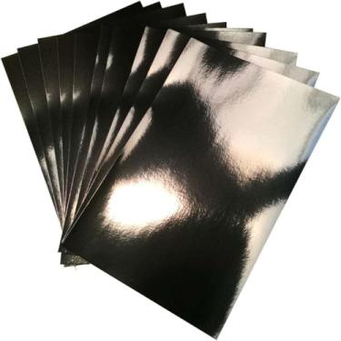 Imagem de 20 folhas de papelão espelhado, brilhante, brilhante, 30,5 x 20,32 cm, 250 g/m2, uso para scrapbooking, corte de papel, dobra ou modelagem, (preto)