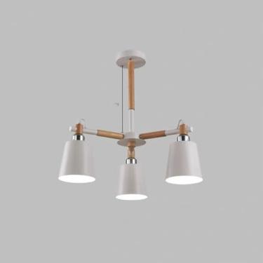 Imagem de OASISEN Lustre Sputnik de decoração de madeira vintage moderno LED metal luminária suspensa macaroon delicado para restaurante, armazém, celeiro, sala de estar