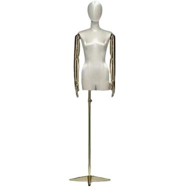 Imagem de Multiuso Manequim de Superfície de Cetim de Seda Espuma Sólida Meio Corpo de Manequim Feminino Altura Ajustável Corpo de Manequim Com Forma de Vestido de Suporte Janela
